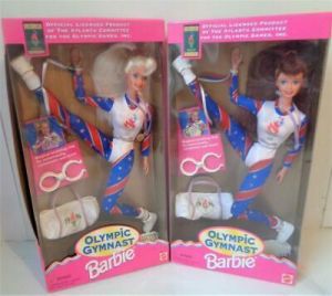 2 New in Box 1995 OLYMPIC GYMNAST Barbie Dolls NRFB #15125 Blonde Redhead Auburn