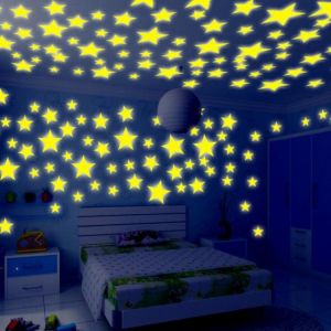 Family Gifts Guide לבנות Honana DX-010 100PCS 3CM Fluorescent Glow Star Wall Sticker Decor Sticker