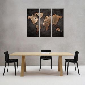 3Pcs Modern Abstract Wall Mount Art Paintings World Map Canvas Picture Home Decor