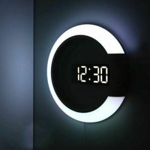 Digital LED Hollow 3D Wall Clock Table Watch Nightlight Modern Home Decorations