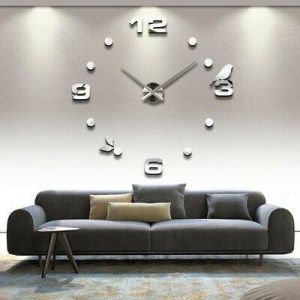 Family Gifts Guide קישוטים, ציורים, שעון קיר ועוד Acrylic 3D DIY Frameless Wall Clock Modern Mirror Sticker Big Watch Home Decor