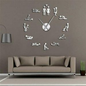 3D Sexual Position Silent large Wall Clock New Modern Design Mirror home smart