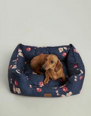 Joules Home Floral Percher Square Pet Bed - Navy Floral - M