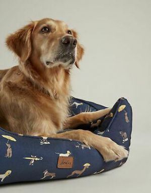 Joules Home Coastal Percher Square Pet Bed - Coastal Dog Print - S
