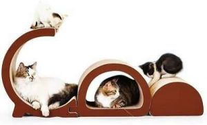 Siweite Cat Scratcher Lounge-Corrugated Cardboard Bed Sofa Scratching Pad 3 in 1