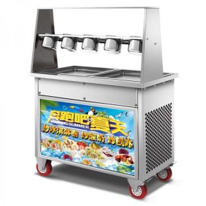 New Free Shipping Commercial multi function fried ice cream machine Double round Pan  Cooking Device Home Appliance